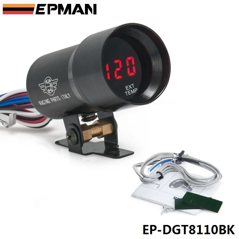 37mm Smoke Exhaust Gas Temperature EGT Gauge Red Digital Shift Light Style Meter Pod Red LED Black For BMW e3 EP-DGT8110BK
