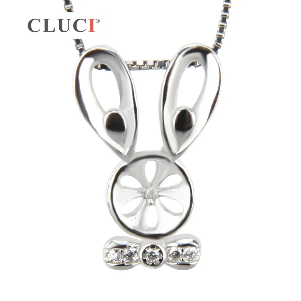 

CLUCI 925 sterling silver pearls locket pendant accessories jewelry Tie Rabbit necklace charms