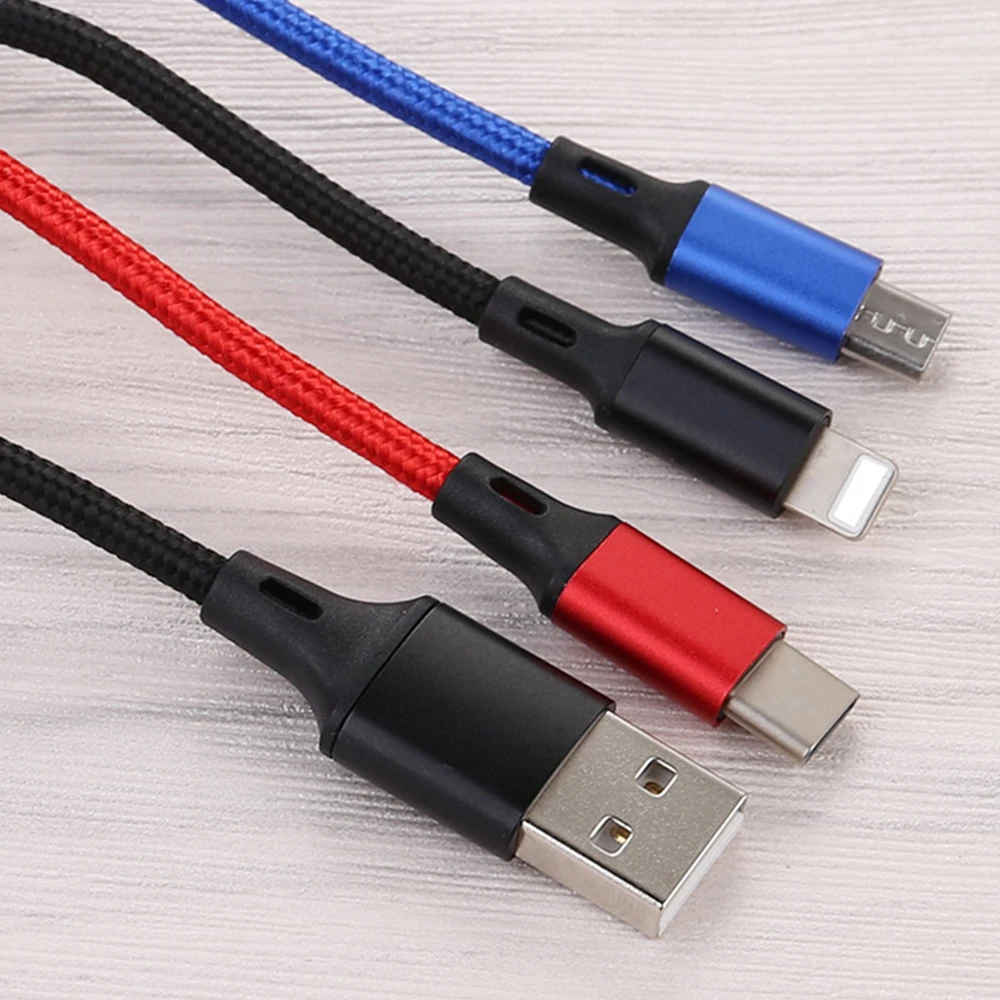 3 в 1 USB кабель для iPhone XS X 8 7 6 зарядное устройство Micro USB кабель для Android USB TypeC кабели для Samsung S9 Xiaomi