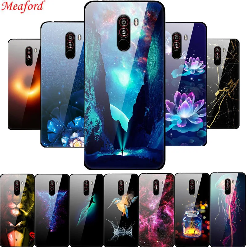 

Poco F1 Case For Xiaomi Pocophone F1 Case Luxury Glass Hard PC Back Cover For Xiaomi Pocophone F1 6.18 Case TPU Frame F 1 Coque