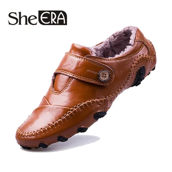 

Big Size48 Men Shoes Fashion Leather Warm Sheep Wool Fur Men Loafers chaussures hommes Moccasins Peas shoes Flats Winterschoenen