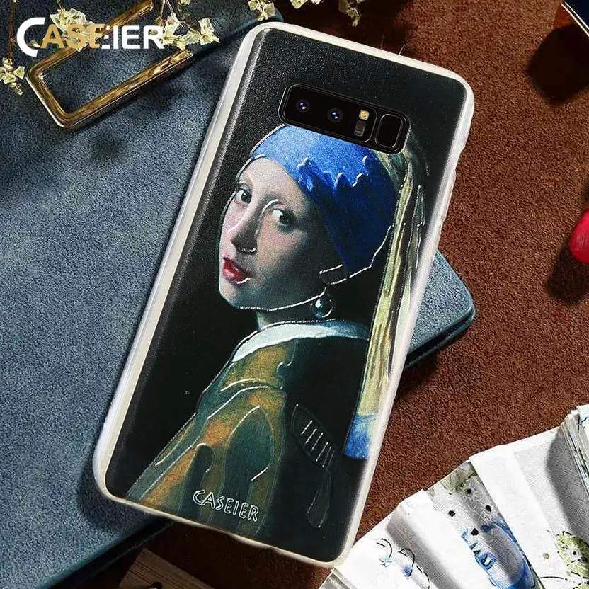 CASEIER чехол для Samsung S8 Note 8 Edge силиконовый S6 S7 Plus Girl с жемчужными серьгами Capinha |