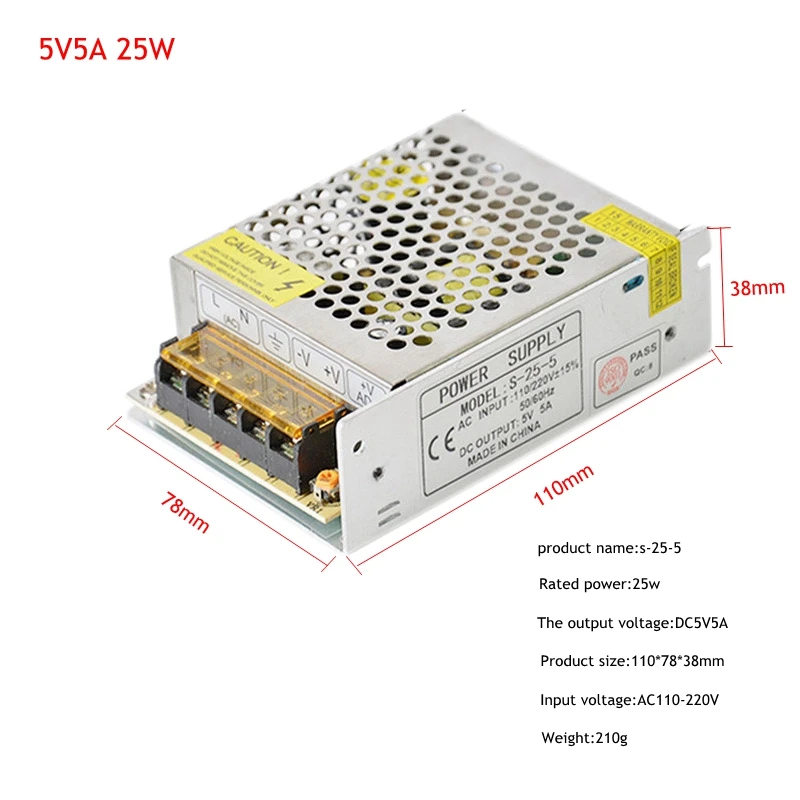 AC100-240V Питание 5 V светодиодный драйвер 220 V постоянного тока до DC 5 V 1A 2A 3A 5A 8.5A 10A 15A 20A 5 вольтовый блок питания трансформатор освещения