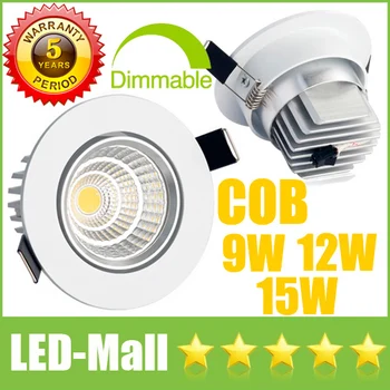 

Dimmable 110V 240V CREE 9W 12W 15W COB LED Downlights Tiltable Fixture Recessed Ceiling Down Lights Lamp Warm-Cool-Natural White
