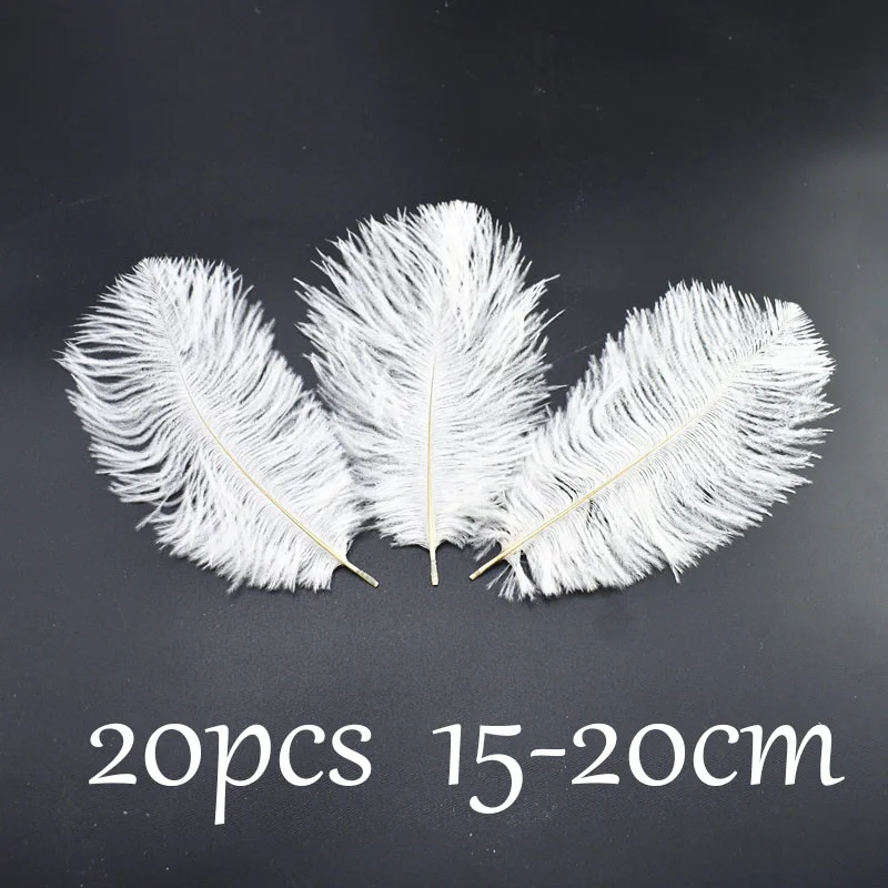 New white ostrich Goose Pheasant feathers for Crafts DIY ostrich feathers trimming Fringe Sewing clothes plumes Party decoration - Цвет: 20pcs 15-20cm