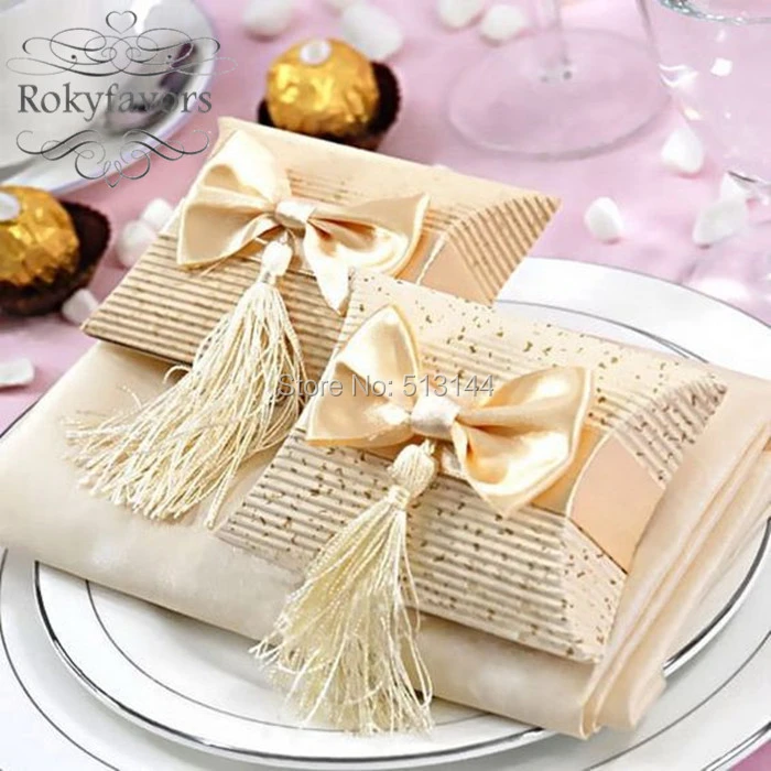 Free Shipping 50pcs Pillow Candy Box W Ribbon Bow And Tassel Souvenirs Party Table Decoration Supplies Wedding Favors Ideas Box Shipping Box Boxbox Free Aliexpress