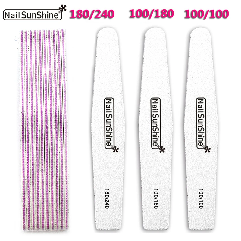 

Nail Sunshine 10Pcs High Quality Nail File Sanding Files 100/180/240 Buffer Block Manicure Pedicure Tips Polish Lime Art Tools