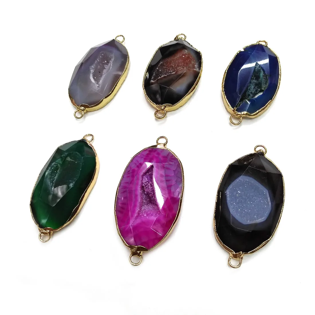 

Natural Agates Pendants Charms Connector Pendant for Jewelry Making DIY Accessories Fit Necklaces Size 26x50mm