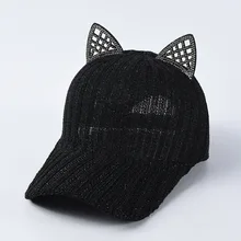 Летние японские милые студенческие уха Женская бейсбольная кепка вязать дышащий