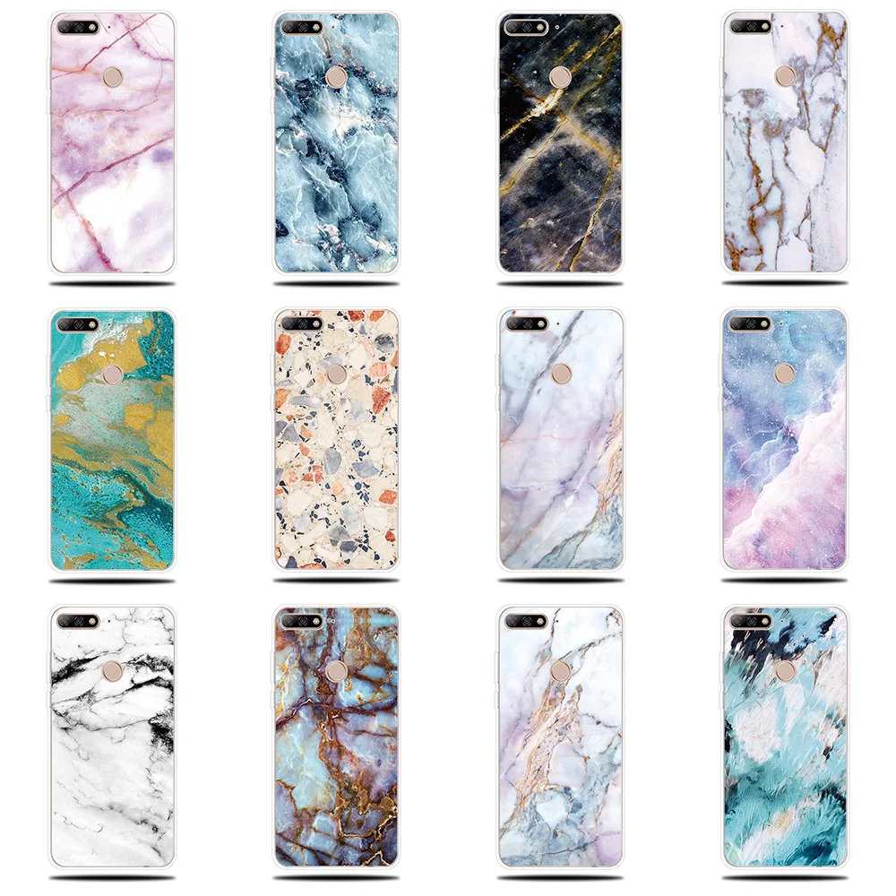 Marble Pattern Silicone Phone Case For Huawei Y5 Y6 ii Cover Y7 Prime 2017 2018 Couqe Funda |