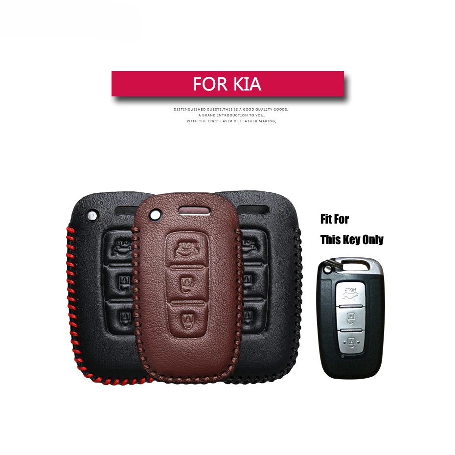 

Leather Car Key Case Cover For KIA Sportage Optima Soul Azera Sorento Protection Key Shell Skin Bag Only Case