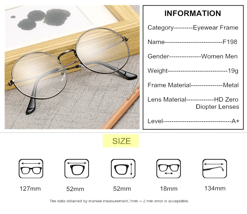 SWOKENCE ретро круглые металлические стеклянные es рамки для женщин и мужчин Простые Стеклянные очки по рецепту фирменный дизайн без диоптрий очки F198
