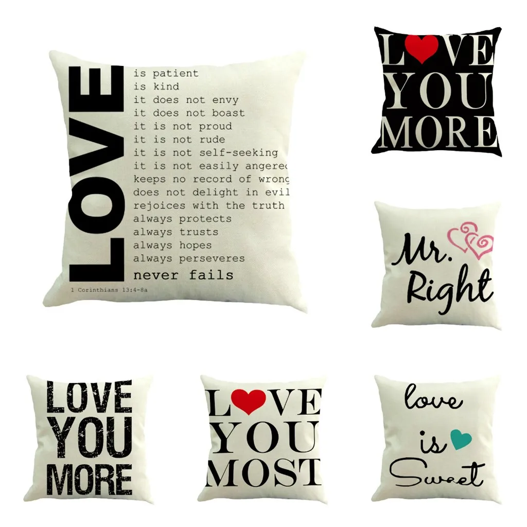 Valentine/'s Day Print Pillow Case Polyester Sofa Car Cushion Cover Home Decor