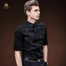 FANZHUAN популярная одежда и аксессуары Мужская брендовая одежда летняя с коротким рукавом модная дизайнерская рубашка с цветочной вышивкой для мужчин
