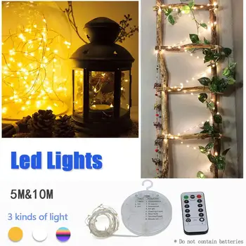 

3AA Round Remote Control Battery Box Timer 8 Functions Copper Wire LED Timed Colorful String Light Without Batteries