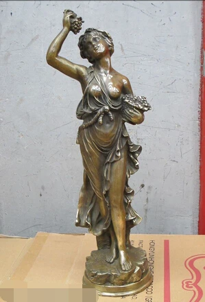 

bi003702 22"Western Art beautiful Bronze Statue Eat the Grape nude beauty belle