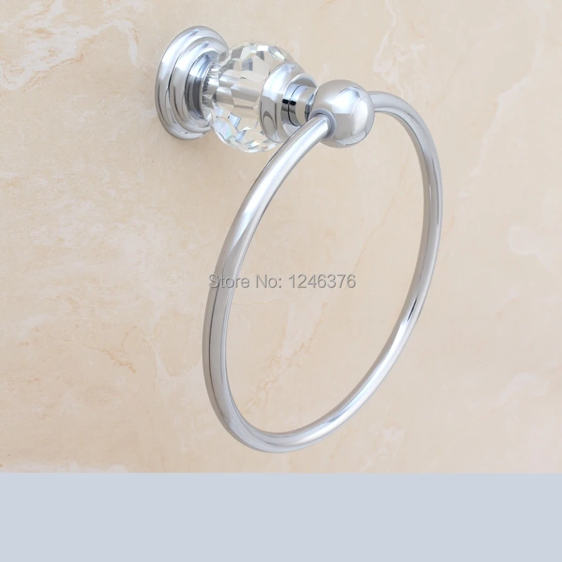 Free shipping Luxury Crystal & Brass chrome plated Towel Ring, Towel Bar ,Towel Holder,Bathroom Accessories luxury brass gold towel ring towel holder towel bar bathroom accessories free shipping