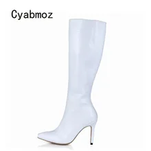 Cyabmoz/женские зимние сапоги; женская обувь из искусственной кожи; Zapatillas botas zapatos mujer; сапоги до колена на высоком каблуке; Свадебная обувь для вечеринок и клубов