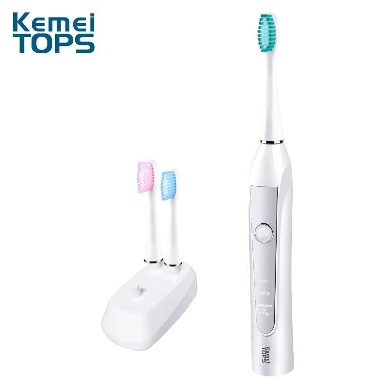 Kemei Electric Toothbrush Ultrasonic Washable Toothbrush Inductive Charging Automatic Oral Toothbrush With 3 Brush Heads