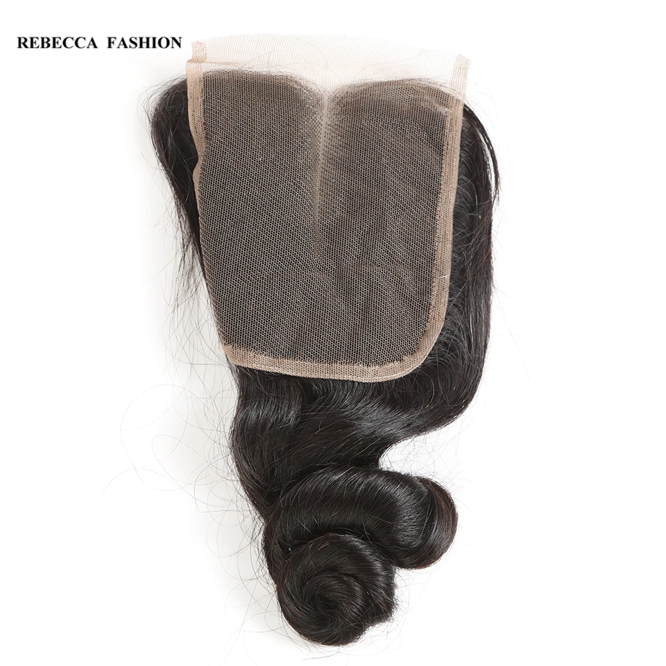 

Rebecca Brazilian Loose Wave Closure 4x4 Middle Part Lace Closure Nature Color 100% Remy Human Hair Free Shipping 8-20 Inch