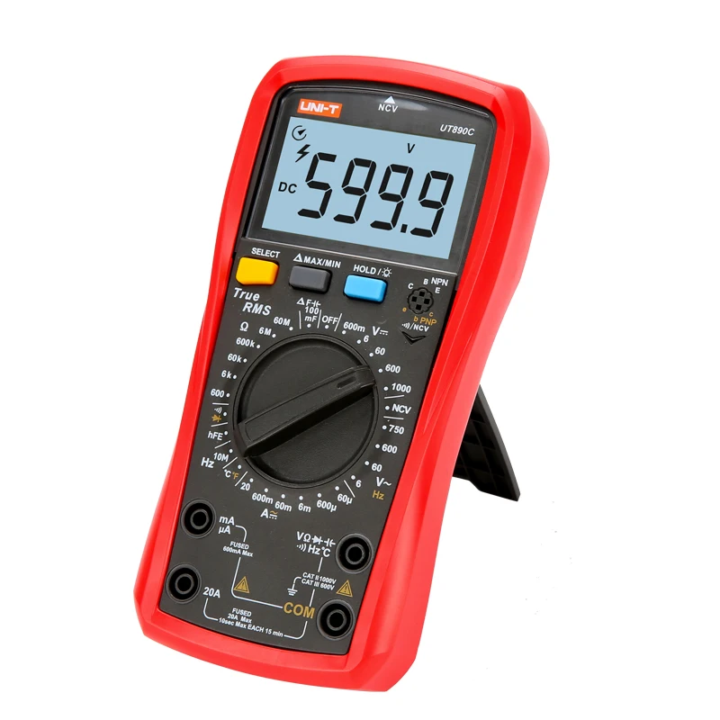 Goedkoop UNI T Digitale Multimeter UT890C UT890D + 6000 Telt Handmatige Frequentie Temperatuur Voltage Ammeter AC DC DMM Condensator Tester NCV