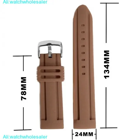 24mm Chocolate Brown Silicone Jelly Rubber Unisex Watch Band Straps WB1072T24JB
