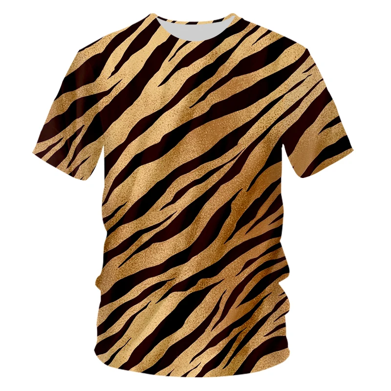 OGKB Летняя мужская черно-белая футболка с леопардовым принтом и круглым вырезом, 3D принт,, Одежда большого размера, Мужская футболка - Цвет: Слоновая кость