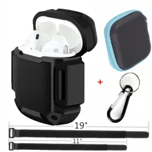 Acessórios de Caso À Prova de choque/Set, protetor Da Pele de silicone Capa De Carregamento portátil com Disco de Manga e Chaveiro para Apple Air, Vagens