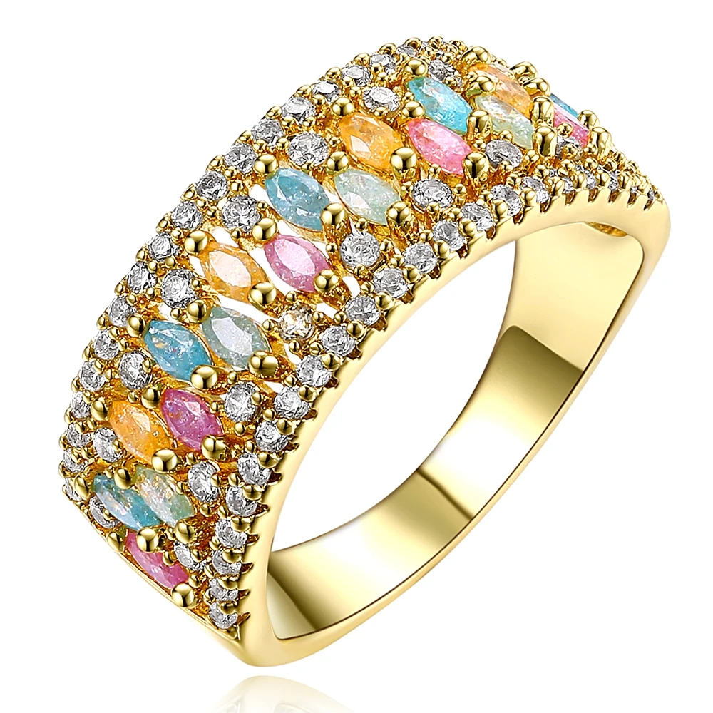Colorful Ring for Women Luxury Romantic Wedding Jewelry Gift High