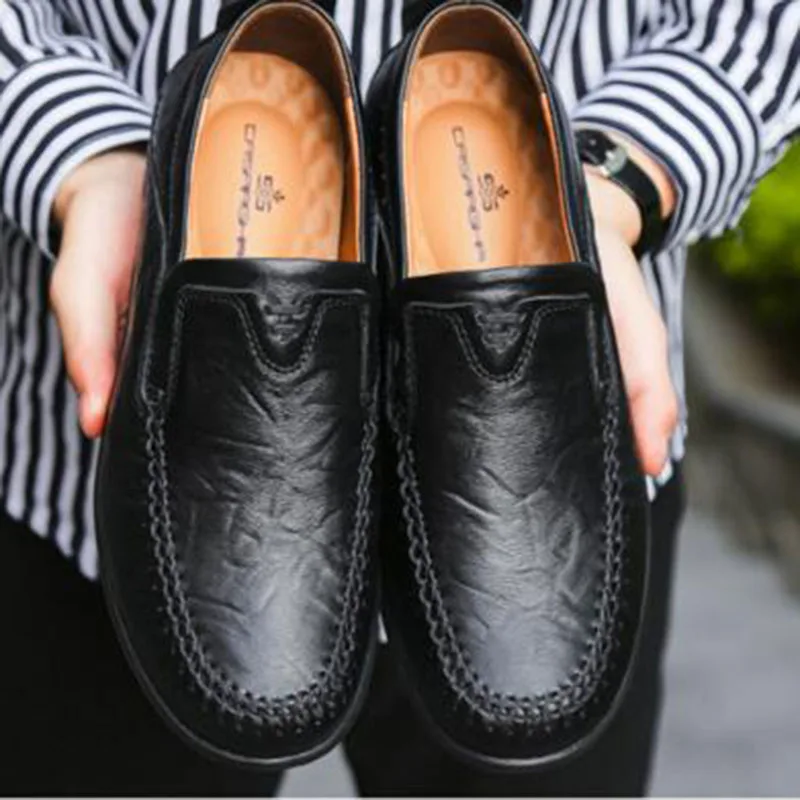 

Men Work Business Wear Genuine Leatherd Dress Single Shoes,Non-slip Breathable Soft Buttom Slip-on Loafers Lazy Shoes Size 38-47