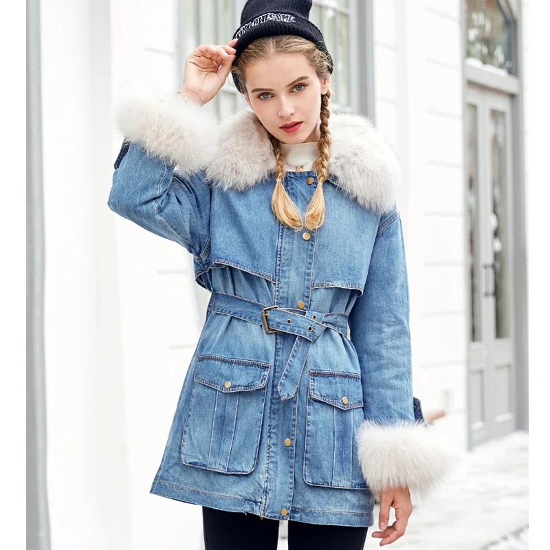 

2019 New Winter Collection Women's Long Down Parka Warm Jacket Women Parka White Duck Down Jacket Female Coat Natural Fur Collar