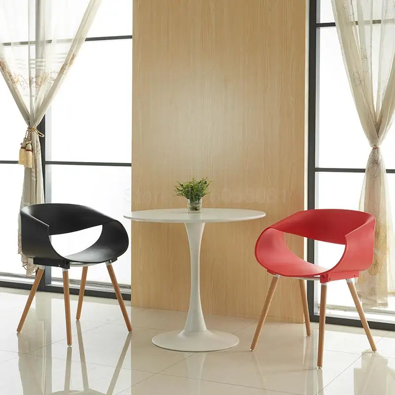 Nordic fashion modern plastic chair creative lounge chair designer chair solid wood negotiation chair back coffee chair