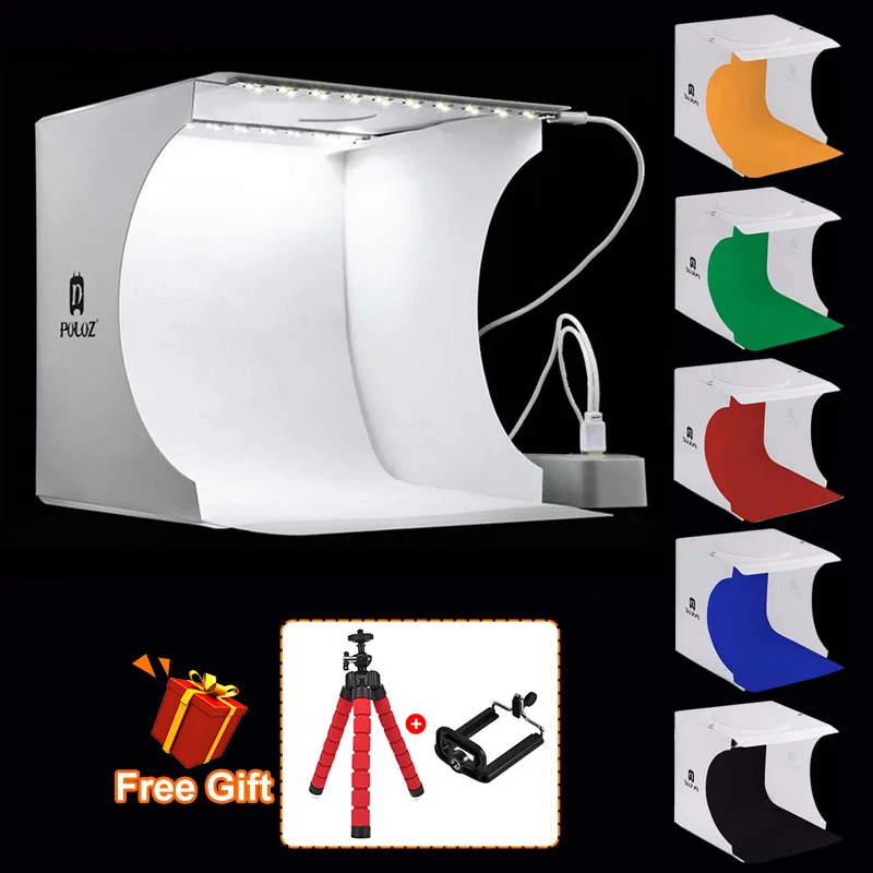 PULUZ 20*20 см 8 Мини Складная студия Diffuse soфт Box светильник коробка с LED черный белый
