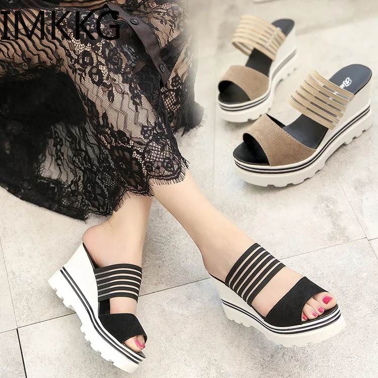 

Women's Roman Platform Waterproof High Heel Fish Mouth Wedge Sandals 2019 Sandalias Mujer Summer Work Party Shoes Q00099