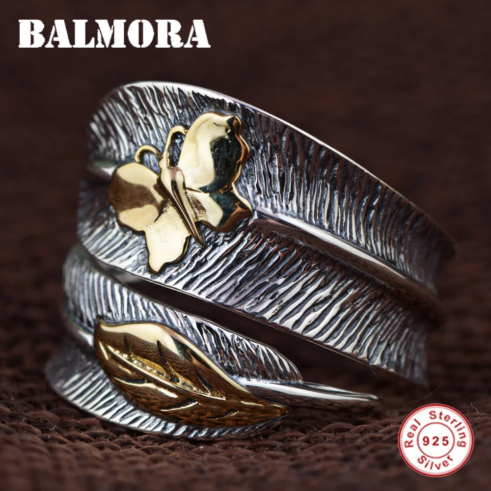 New 100 Real 925 Sterling Silver Jewelry Retro Feather Rings For Women Men Party Christmas Gifts