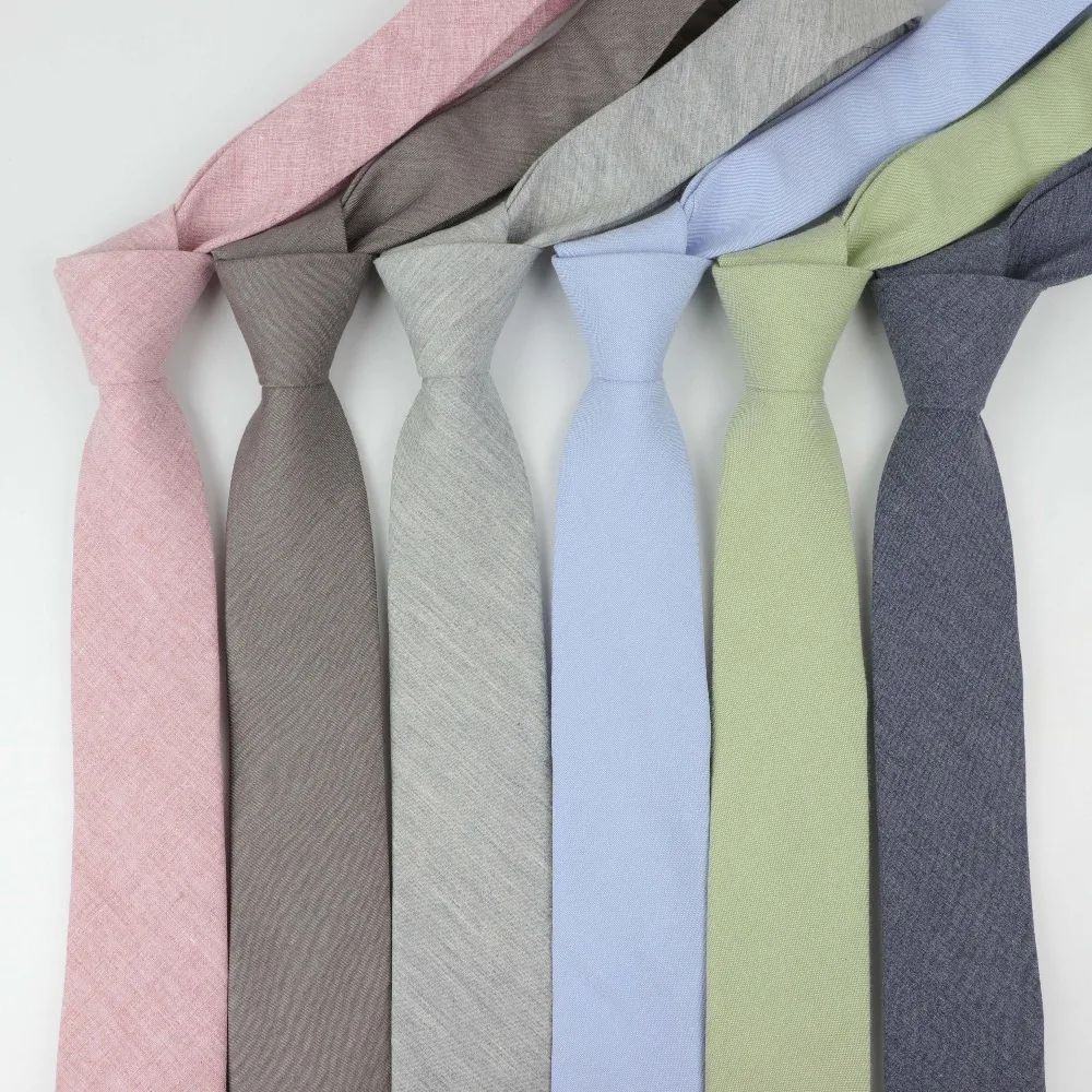 Buy High Quantity Cotton Ties Men's Solid Color Tie Narrow Necktie Slim Skinny