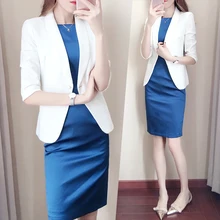 Women Dress Suits Female Elegant Business Work Formal Office Blazer Suits Full Sleeve Knee Length Pencil Dress