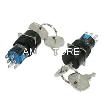 

Panel Mount DPDT 3 Position Round Key Lock Push Button Switch AC 250V 5A 16mm Mounting Hole