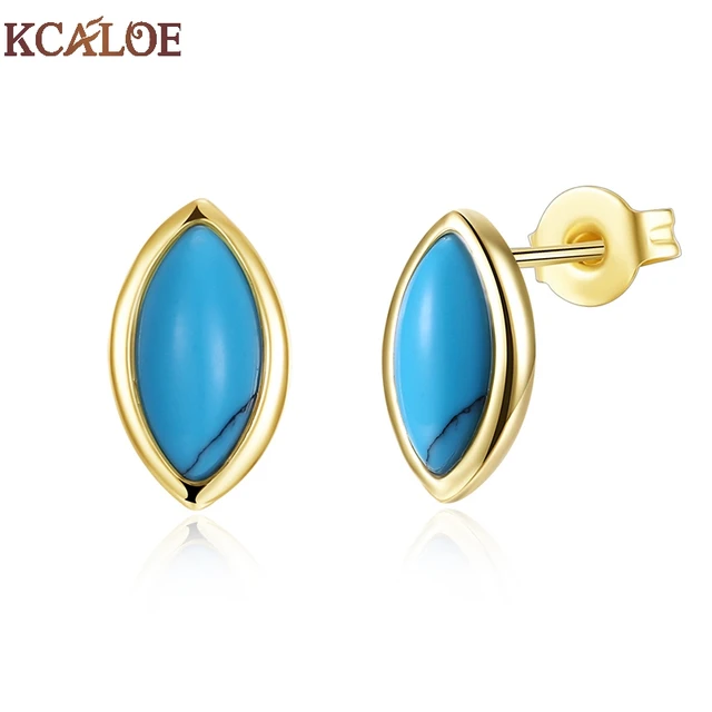 Kcaloe Blue With Stones Women Earrings Fashion Gold Color Geometry Kcaloe Blue With Stones Women Earrings Fashion Gold Color Geometry Earring Natural Stone Stud