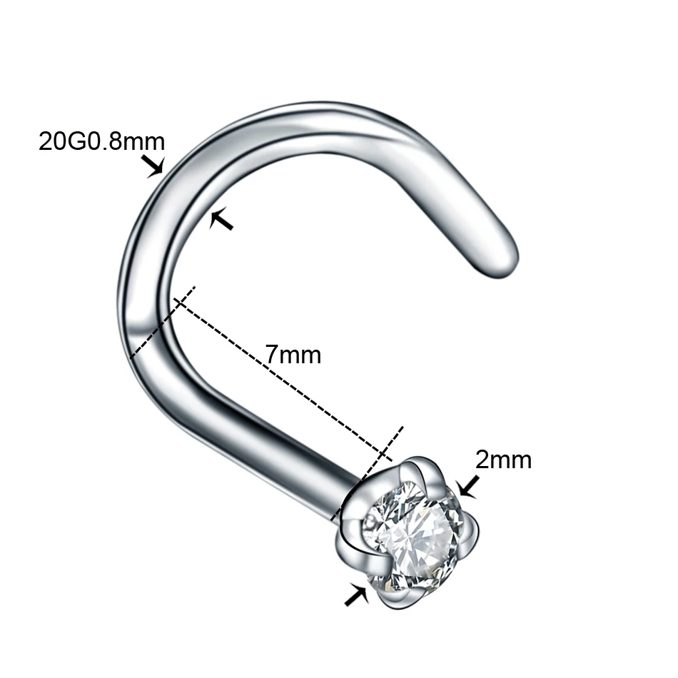 1 шт. стальная Ушная перегородка Helix Orelha Cartilagem пирсинг Конч серьги для бровей ноздри серьги Пронзительный нос винт бижутерия гвоздики - Окраска металла: Style2 0.8x7x2mm