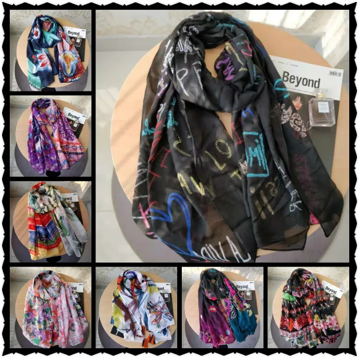 

2+piece have discount 2019 Fashion desiguers Brand Women Summer Scarf Spain Floral Shawl Ladies Print Wrap Scarve