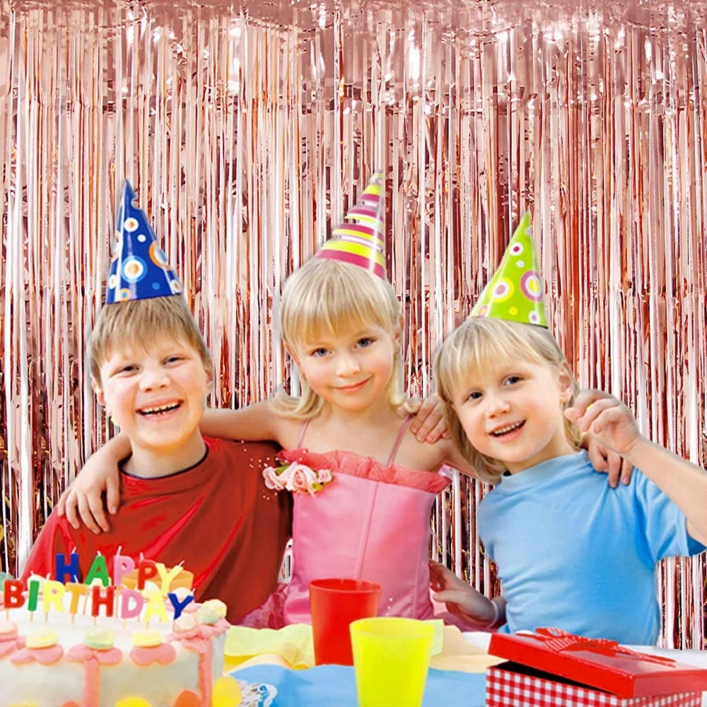 

3.2 ft x 6.5 ft Metallic Tinsel Foil Fringe Curtains for Party Photo Backdrop Wedding Decoration