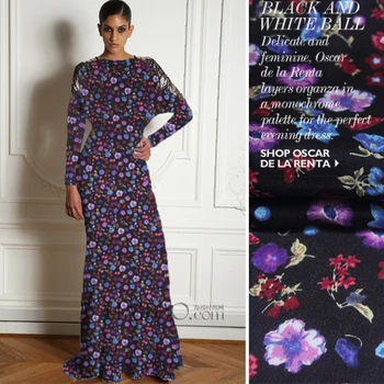 

Long small floral print silk fabric clothing crepe de chine silk fabric soft silk fabric for dress crepe fabric silk cloth