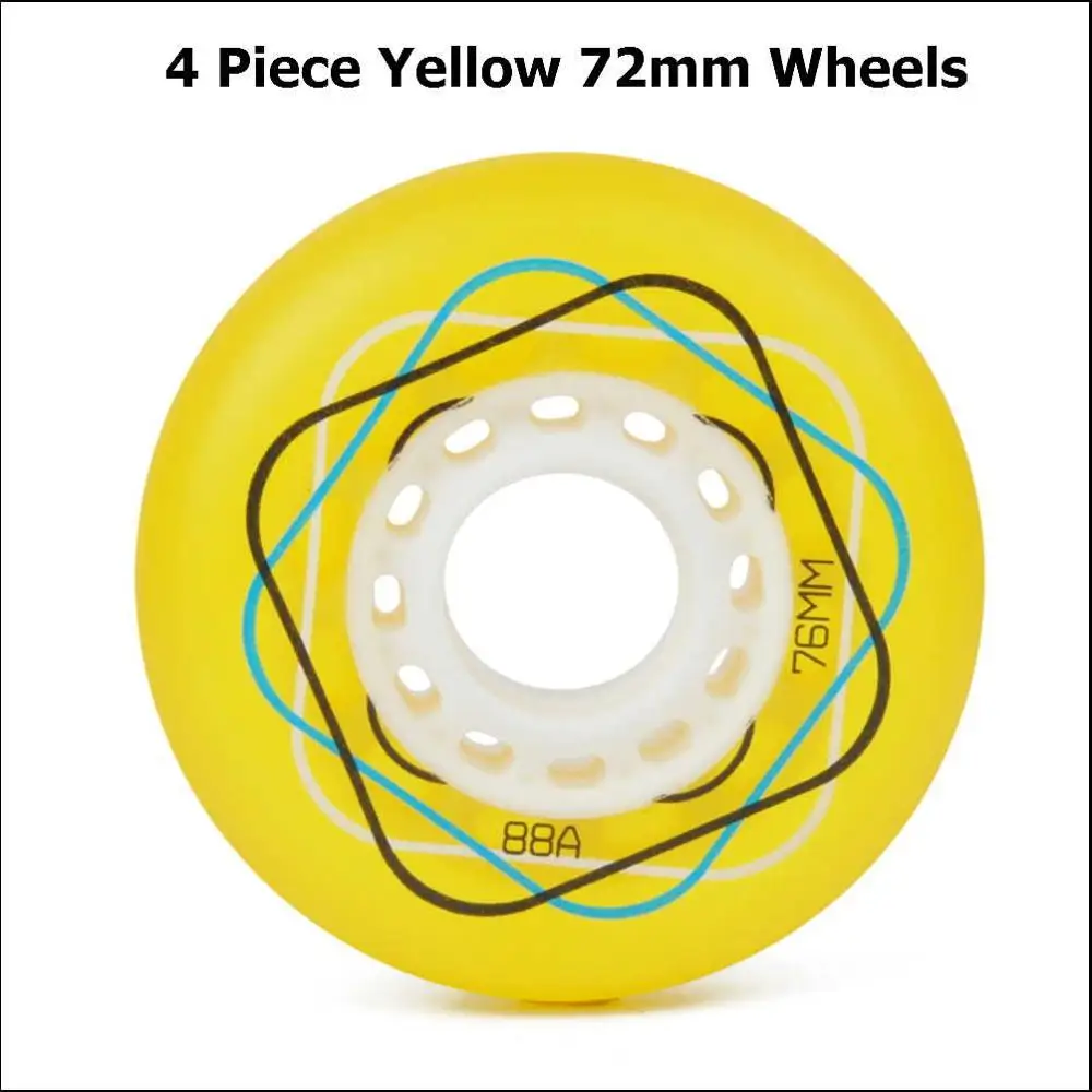 4 шт. высокого качества 88A роликовые колеса для роликовых коньков с возможностью поворота на 72/76/80 мм Раздвижные коньки Родас Фристайл для волнистая доска роллерсерф Street Surf - Цвет: 4 piece 72mm Yellow