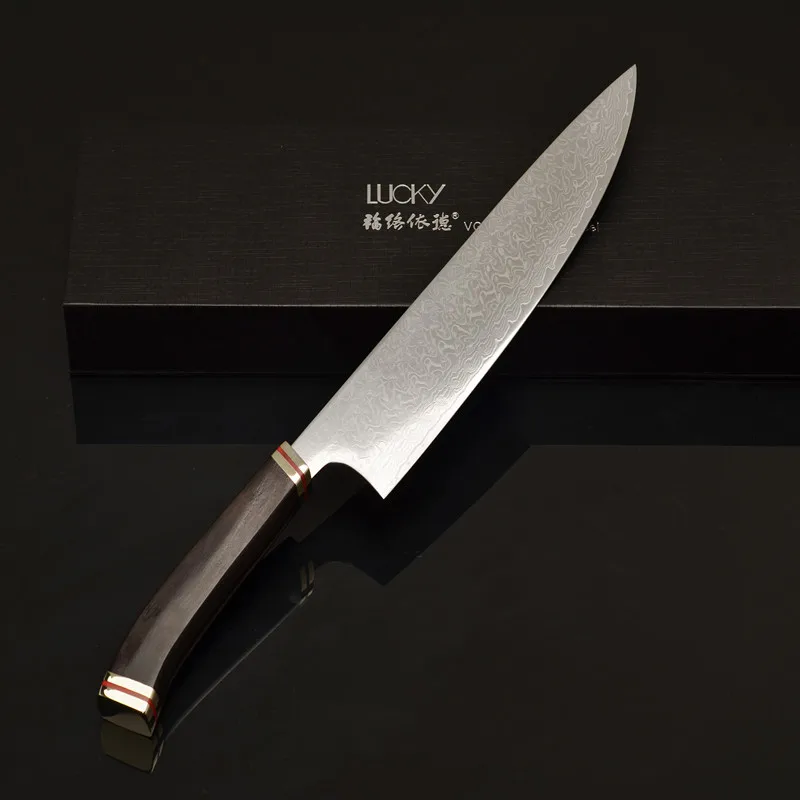 

Professional Gyuto Damascus Hammered Blade Core VG10 Chef Knife Kitchen Cooking Tool Restaurant/Hotel Frozen Meat Cutter 46.2