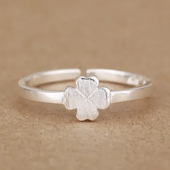 

2017 New Arrivals Pure 925 Sterling Silver Clover Flower Rings for Women Adjustable Size Ring Fashion sterling-silver-jewelry