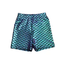 От 0 до 5 лет дети младенец Начинающий ходить малыш девочки мальчики Русалка Блестки Тощий рыбий масштаб короткие брюки летние пляжные бикини шорты купальный костюм