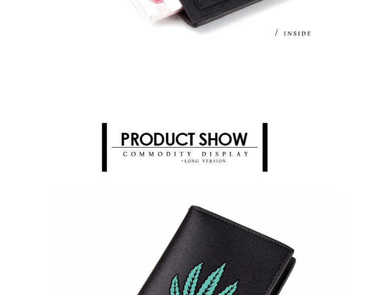 Jamaican Reggae Leaves Wallet Black Long Men Purse Short Bilfold Carteira Leaves Pattern Wallets (7)