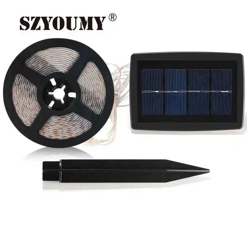 

SZYOUMY Solar Powered LED Strip Light 5M 100 LED SMD 2835 Expoy Waterproof Flexible Rope Outdoor indoor Decoration Lighting