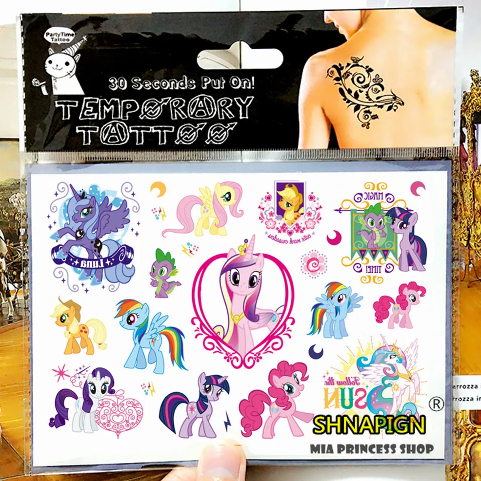 My Little Pony Toy Child Temporary Tattoo Body Art Flash Tattoo Stickers 17*10cm Waterproof Henna Tatoo Car Styling Wall Sticker